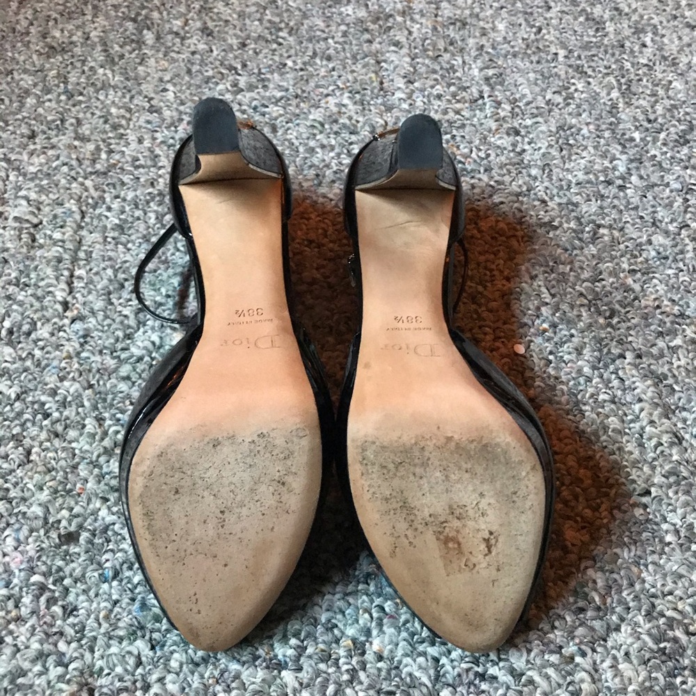 Black and Gold Dior Pumps with Open Toe - Picture 3 of 6